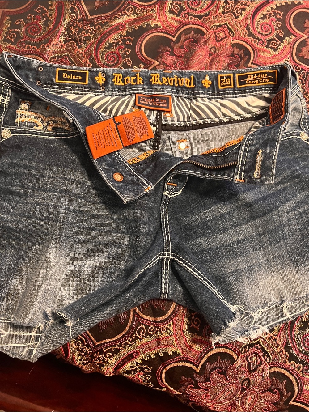 Rock Revival Faded Blue Distressed Denim Cutoff Shorts - Picture 4 of 4